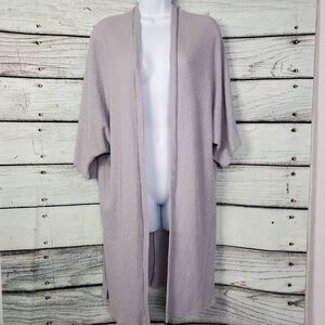 Daytrip Women’s Waffle Knit Long Kimono Cardigan Size M Lavender Open Front